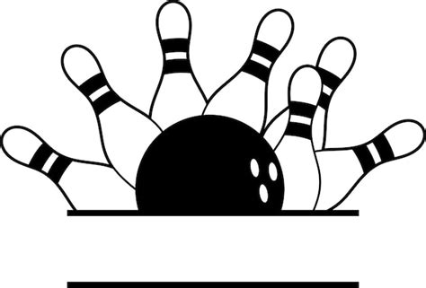 Premium Vector A Black And White Illustration Of A Bowling Ball Hitting Pins