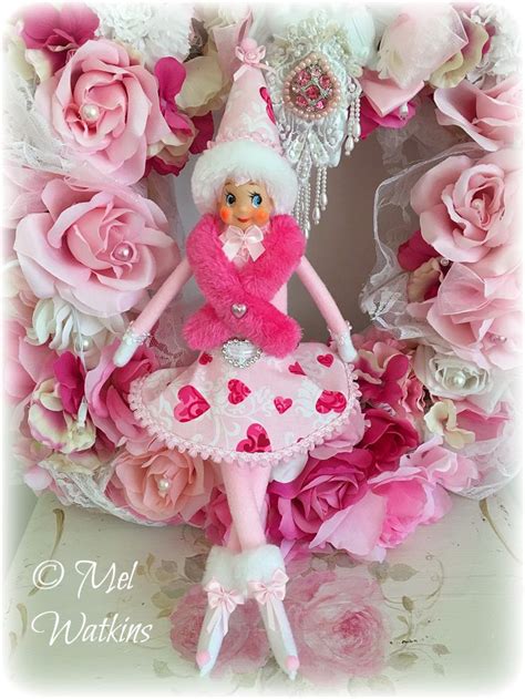 Pretty In Pink Valentines Day Elf Pink Vintage Elves