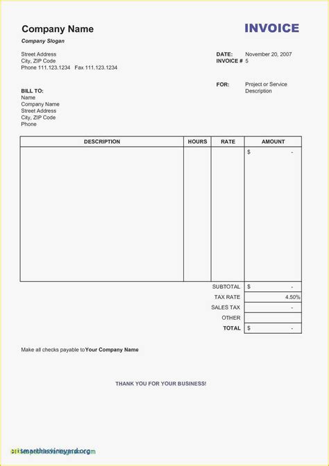 Printable Editable Invoice Template