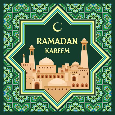 Green Ramadan Card Template Vecrtor Free Download