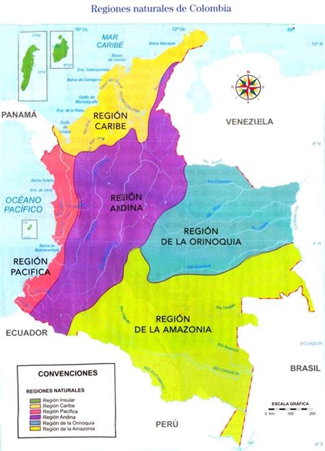 Mapa De Regiones Naturales De Colombia Con Escala Y Convenciones