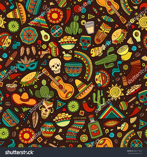 We have temporary problems with units: Cartoon Hand-Drawn Latin American, Mexican Seamless ...