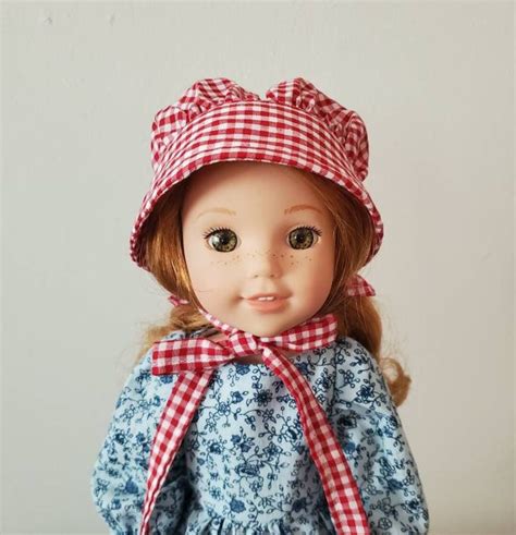 Red And White Gingham Pioneer Bonnet For Wellie Wishers Dolls Etsy