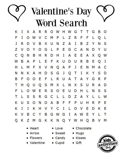 Valentines Day Printable Word Search Printable Word Searches