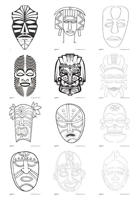 Le masque africain kuba du congo. Dessus Coloriage Masque Africain A Imprimer | Des Milliers ...