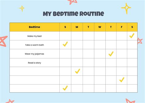 Bedtime Routine Chart In Illustrator Pdf Download