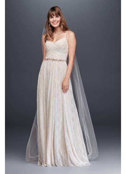 Soft Lace Wedding Dress With Pleated Bodice Davids Bridal