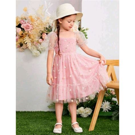 Vestido Infantil Tule Floriznhas Margaridas Bordadas Qualidade