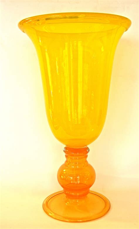 1970s Monumental Art Glass Vase In Yellow And Orange Blown Murano Glass At 1stdibs