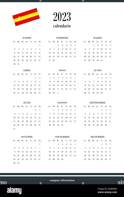 Calendario 2023 Español Con Festivos Fotografías E Imágenes De Alta