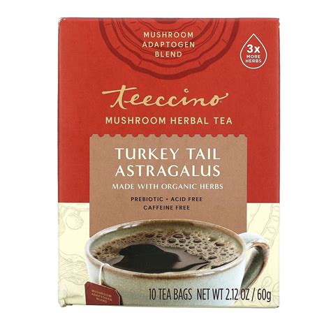 teeccino mushroom herbal tea turkey tail astragalus caffeine free