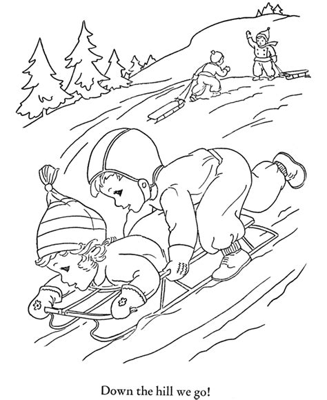 Winter Sledding Coloring Pages Download And Print For Free