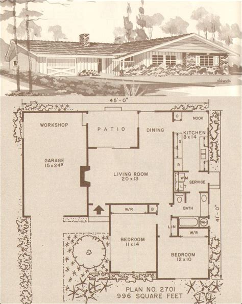 Some refer to ranch house plans as running a ranch others as bred or other purposes. c. 1960 Hiawatha Estes Plans - No. 2701 | Vintage house ...