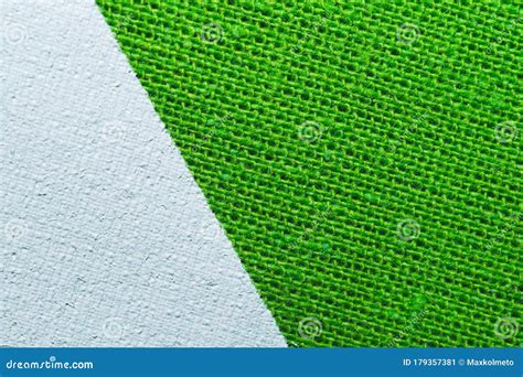 Green Fabric Texture With White Painted Place Knitted Textile Close Up