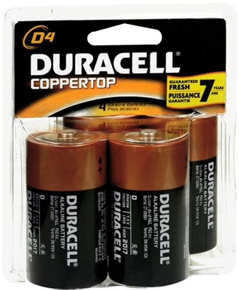 4 Pack Duracell Coppertop D Alkaline Batteries 15 Volt 4 Each