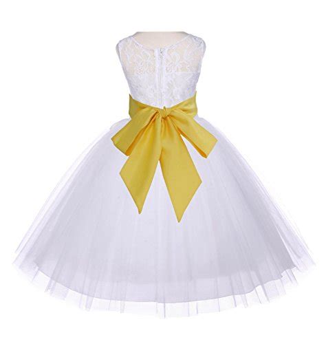 Lace Design Bodice Ivory Tulle Flower Girl Dress Wedding Dancing 153mh