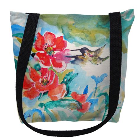 Hummingbird And Red Flower Tote Bag Hummingbird Tote Betsy Drake