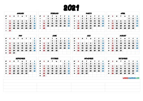 Gregorian Calendar 2021 Week Number Calendar Template Printable