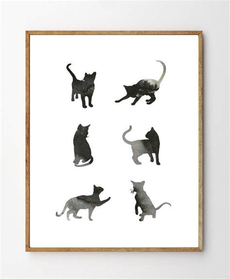Black Cat Art Print Cat Painting Cat Wall Art Nursery Art Etsy Cat