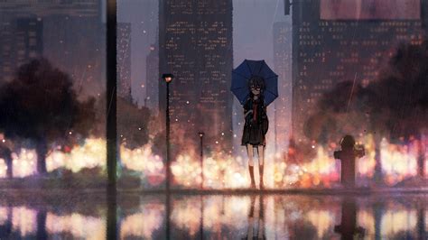 3840x2160 Anime Girl Rain Umbrella 4k Hd 4k Wallpapers