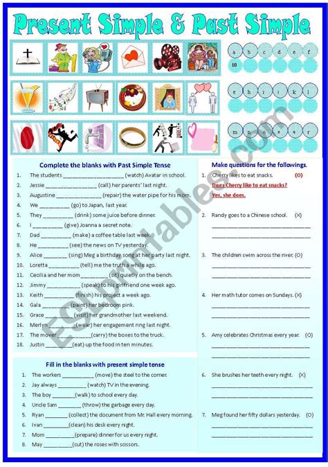 Present And Past Simple Tense B W Keys Included ESL Worksheet By