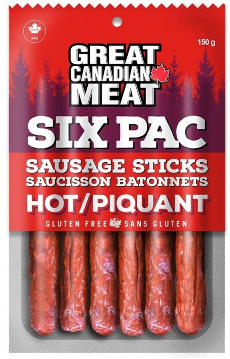 6 Pac Hot Sausage Sticks Great Canadian Meat Company