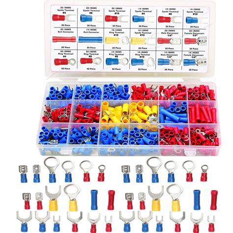520 Pc Spade Butt Ring Electrical Connector Splice 22 10 Gauge Wire Terminal Kit