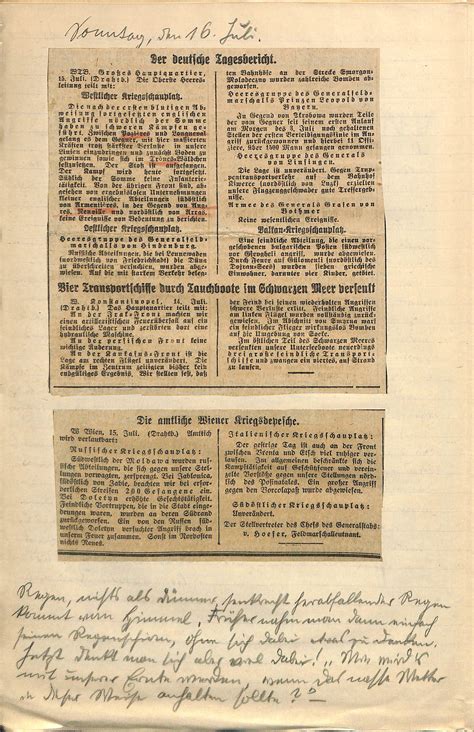 16 Juli 1916 1914 1918 Ein Rheinisches Tagebuch