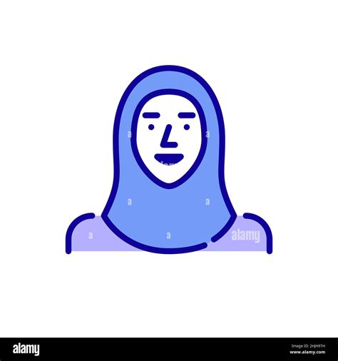 muslim woman wearing a hijab a person of arab ethnical group pixel perfect editable stroke