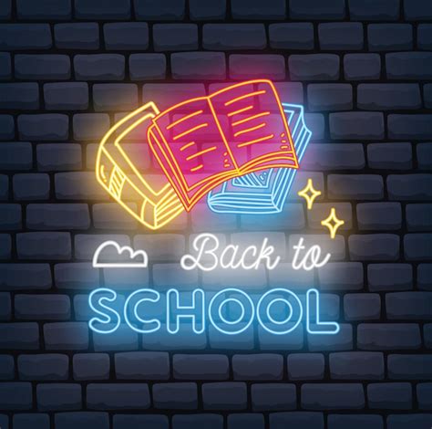 Premium Vector Back To School Themed Neon Sign