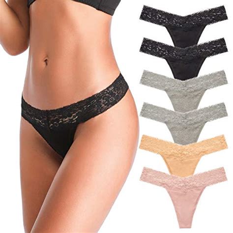 Womens Thongs T Back Low Waist See Through Panties Cotton Seamless Lace Thongs For Women