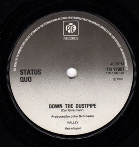 Status Quo Down The Dustpipe Solid Centre Black White Label Vinyl Discogs
