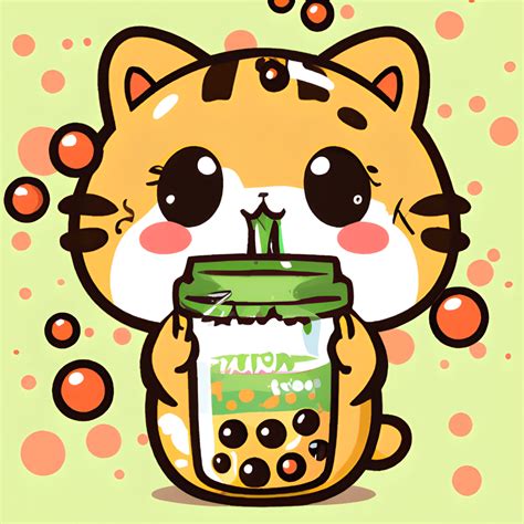 Cute Cat Anime Kawaii Drinking Bubble Tea Cartoon Vector · Creative Fabrica