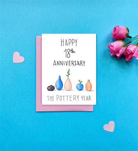 18th Wedding Anniversary Card Pottery Year Anniversary T Etsy