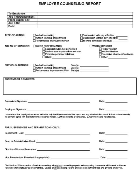 24 Free Employee Counseling Form Templates Wordpdf Excel Templates