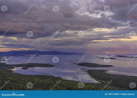 Aerial Panorama View Of Colorful Sunset Landscape On The Coast Of The