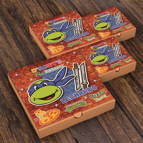 Ninja Turtle Pizza Box Label Personalized Tmnt Pizza Box Etsy