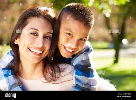 Portrait Of Mother And Son In Countryside Stock Photo Alamy