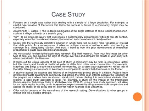 In a case study you should use icons to highlight areas of your research that are particularly interesting or relevant, like in this example of a case business case study examples. Types of Research Design for Social Sciences