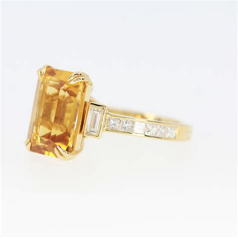 Ct Yellow Gold Citrine And Diamonds Ring Allgem Jewellers