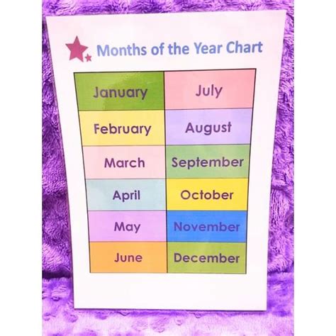 Akis A4 Laminated Educational Chart Months Of The Year Shopee