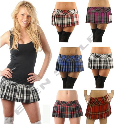 Tartan Mini Hipster Skirt Pleated Micro Skirts 9 12 Inch Short Kilt Women Ebay Hipster