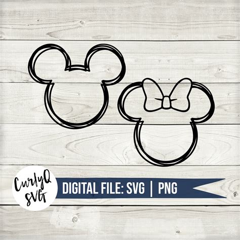 Svg Mickey Minnie Graphic Sketch Digital Download Etsy