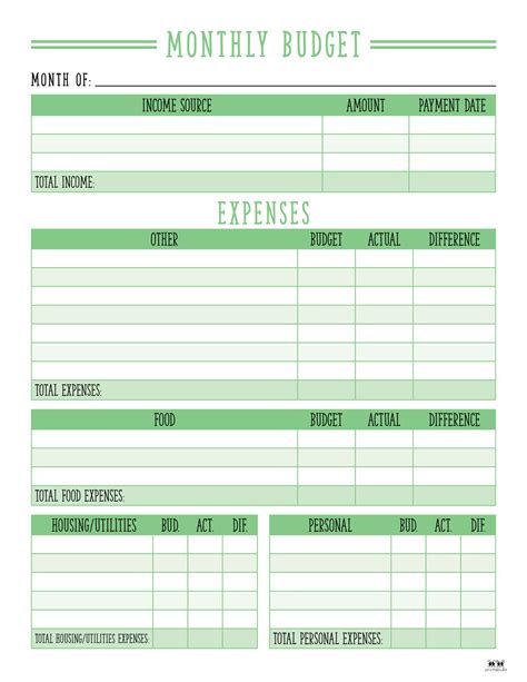 Monthly Budget Planners 20 Free Printables Printabulls