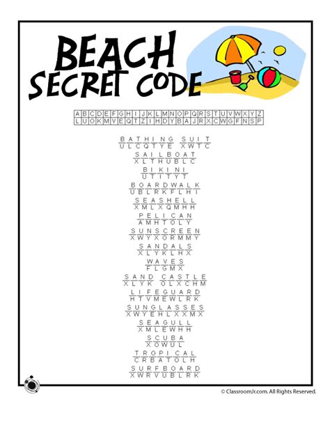 If you find any questions that are not present here or if your score was not 100% with the answers on. Beach Secret Code Answer Key | Summer words, Word puzzles ...