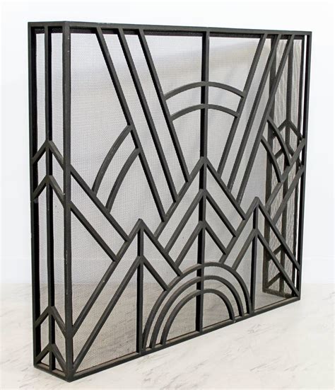 Dress up your fireplace with art decor style! Neo Art Deco Wrought Iron Metal Fireplace Screen at 1stdibs