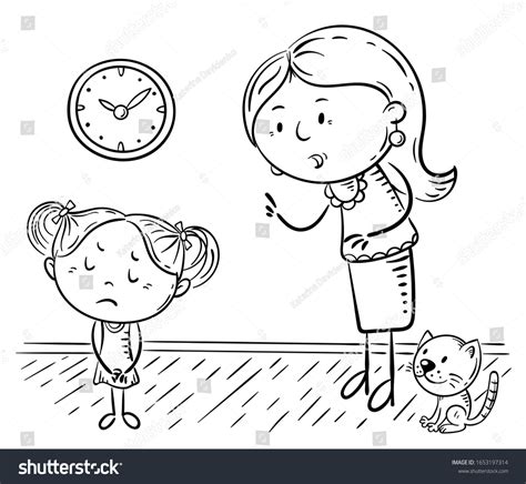 Mother Scolding Her Upset Daughter Vector Stock Vector Royalty Free