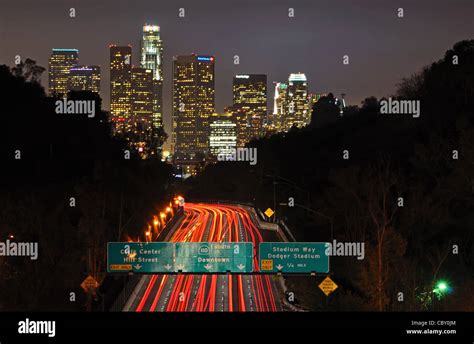 Downtown Los Angeles And The 110 Freeway Stock Photo Alamy