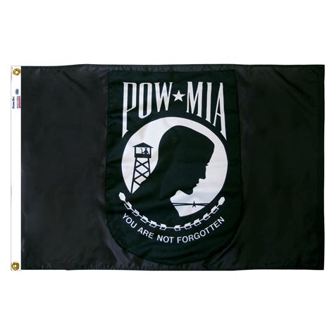 Indoor Pow Mia Flag 3ft X 5ft Nylon Single Sided Silver Fringe300