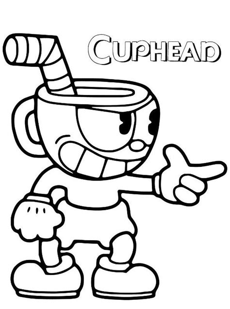 Chalice Cuphead Mugman Sketch Coloring Page